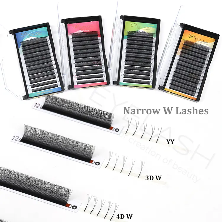 Makitid na mga lashes na hugis-W